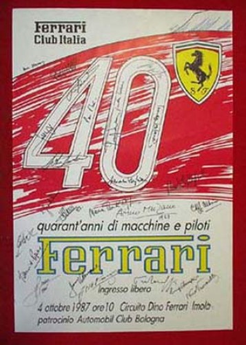 Immagine di 40 anni di macchine e piloti, con autografi di tutti i piloti, 4 ottobre 1987 cm. 70 x 100