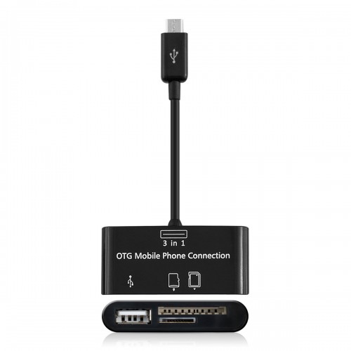 Immagine Micro adattatore 3 in 1 nuovo per smarthpone, tablet, Nero - da USB OTG a SD, micro SD, MMC, TF e USB