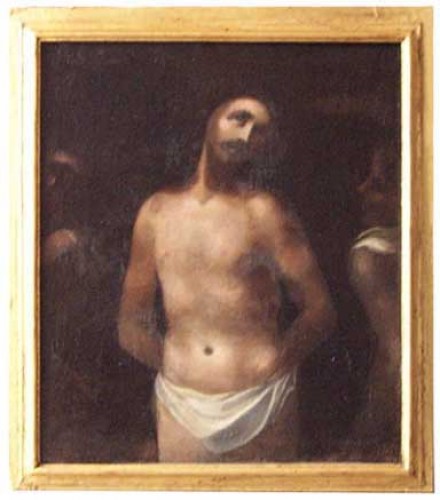 Immagine di Cristo alla Colonna Olio su tela, periodo 1500 ottima scuola Marchigiana.