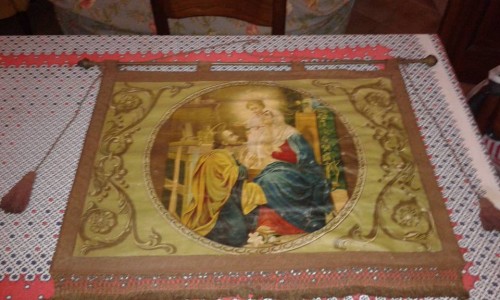 Immagine Antico e originale stendardo della Sacra Famiglia....periodo fine '800
