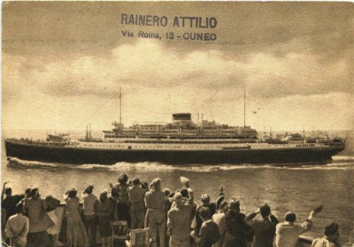 Immagine di piroscafo postale Motonave Vulcania, viaggiata il 20.6.49