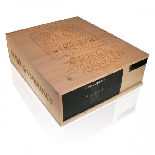 Immagine di VINO HISTORIA® - DOPPIA CONFEZIONE 3x70 cl Cassa in legno con Elisir Gambrinus annate da collezione