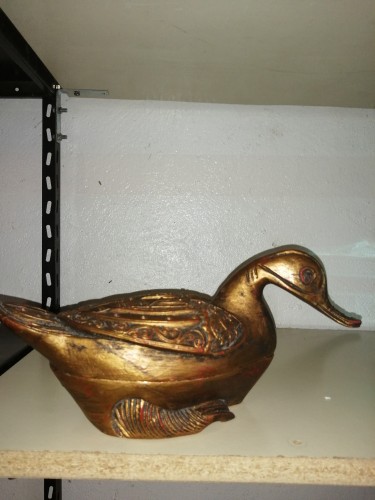 Immagine di Anatra contenitore in legno color oro antico