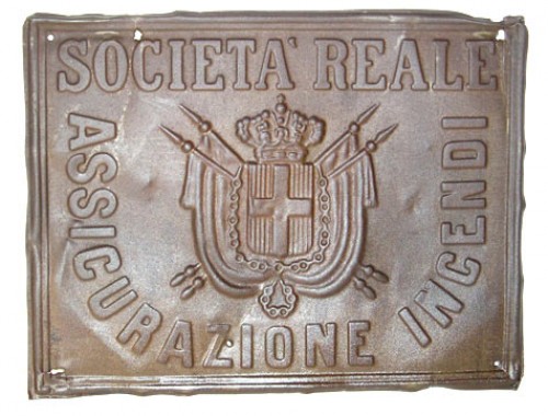 Immagine di TARGA ASSICURAZIONE INCENDI SOCIETA REALE MISURA cm. 27 X 21