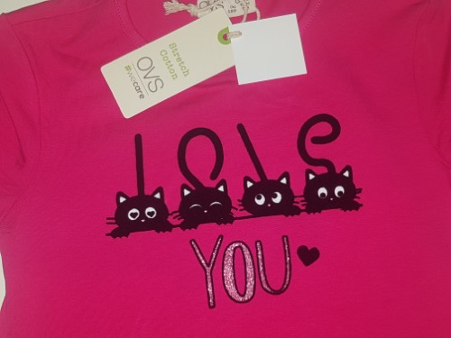 Immagine di maglietta rosa OVS I LOVE YOU
